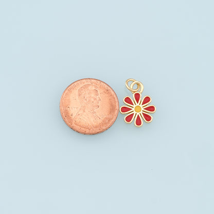 Gold Daisy Charms,18K Gold Filled Daisy Pendant,Enamel Daisy Charm Bracelet Necklace for DIY Jewelry Making Supply