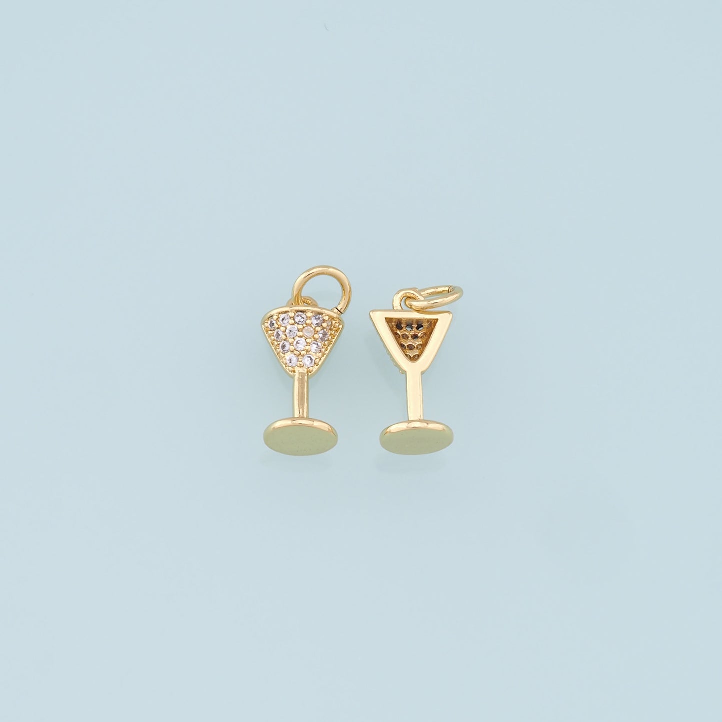 Gold Wine Glass Charms,18K Gold Filled CZ Wine Glass Pendant,Wine Glass Charm Bracelet Necklace for DIY Jewelry Making Supply