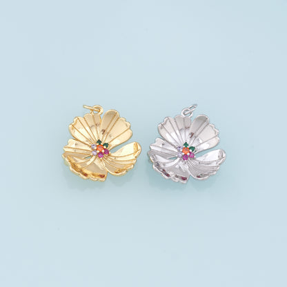 Gold Flower Charms,18K Gold Filled Flower Pendant,Silver flower Charm Bracelet Necklace for DIY Jewelry Making Supply