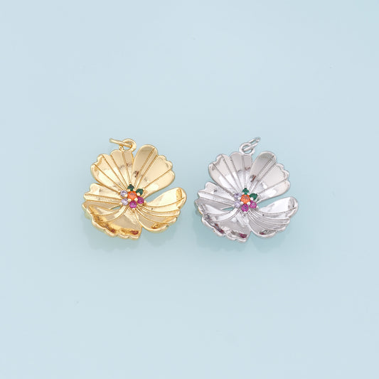 Gold Flower Charms,18K Gold Filled Flower Pendant,Silver flower Charm Bracelet Necklace for DIY Jewelry Making Supply