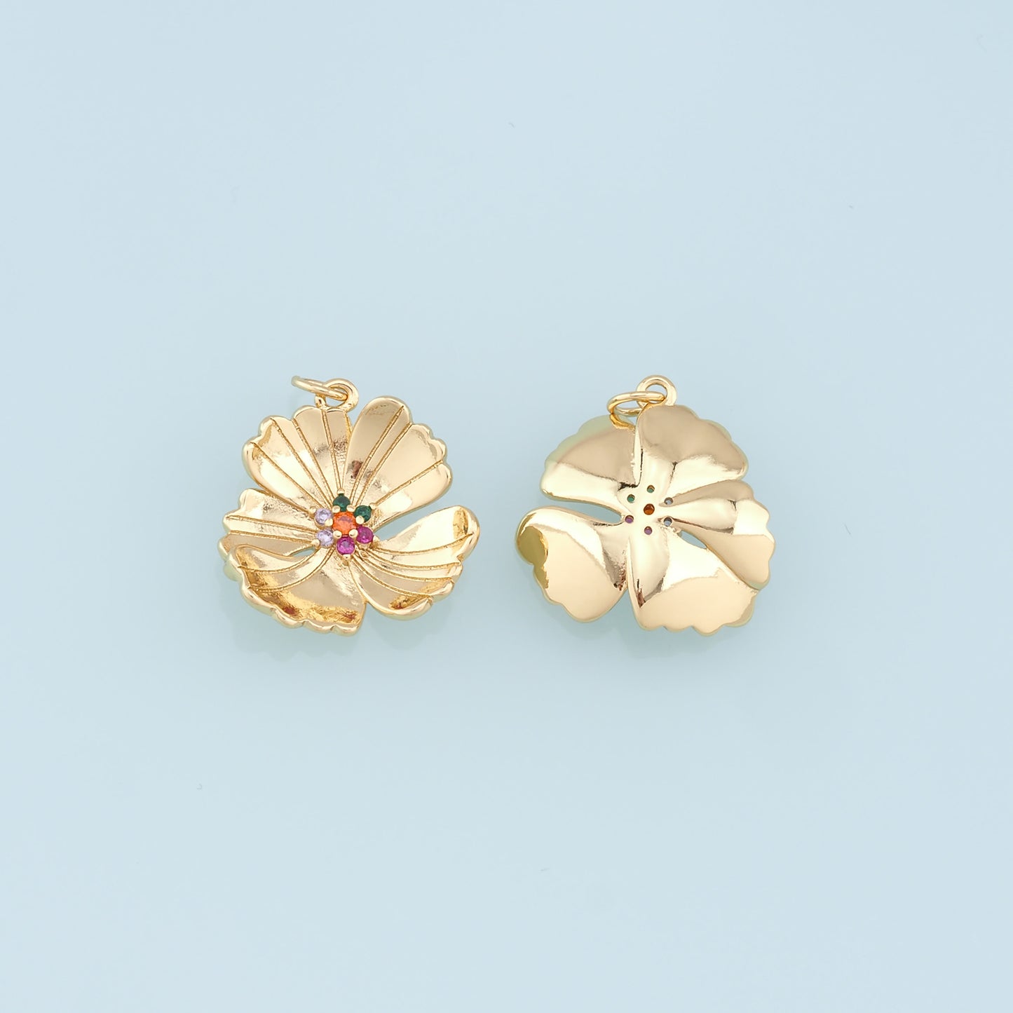 Gold Flower Charms,18K Gold Filled Flower Pendant,Silver flower Charm Bracelet Necklace for DIY Jewelry Making Supply
