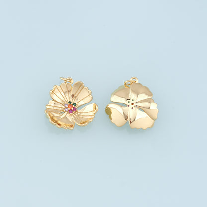 Gold Flower Charms,18K Gold Filled Flower Pendant,Silver flower Charm Bracelet Necklace for DIY Jewelry Making Supply