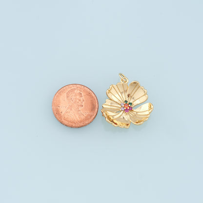 Gold Flower Charms,18K Gold Filled Flower Pendant,Silver flower Charm Bracelet Necklace for DIY Jewelry Making Supply