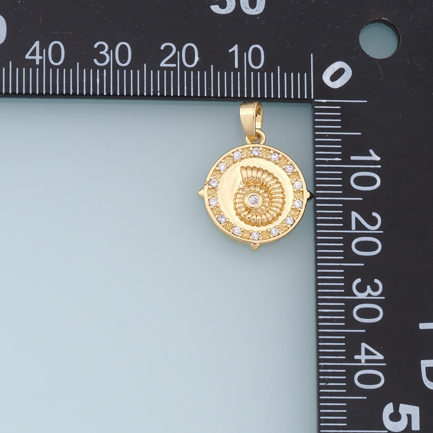 Gold Shell Charms,18K Gold Filled Round Conch Shell Pendant,CZ Micro Pave Conch Shell Charm Bracelet Necklace for DIY Jewelry Making Supply