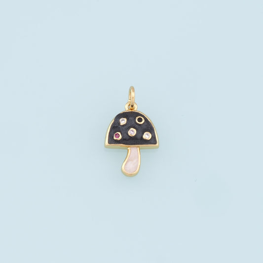 Gold Mushroom Charms,18K Gold Filled Enamel Mushroom Pendant,Kawaii Charm Bracelet Necklace for DIY Jewelry Making Supply