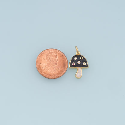 Gold Mushroom Charms,18K Gold Filled Enamel Mushroom Pendant,Kawaii Charm Bracelet Necklace for DIY Jewelry Making Supply
