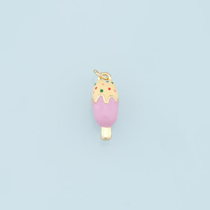 Ice Cream Charms,18K Gold Filled Enamel Ice Cream Pendant,Cute Ice Cream Charm Bracelet Necklace for DIY Jewelry Making Supply