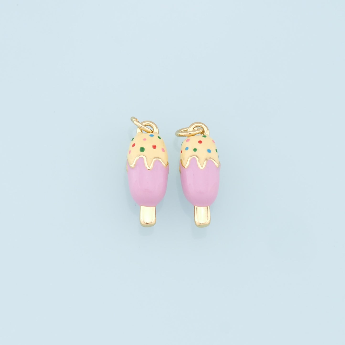 Ice Cream Charms,18K Gold Filled Enamel Ice Cream Pendant,Cute Ice Cream Charm Bracelet Necklace for DIY Jewelry Making Supply
