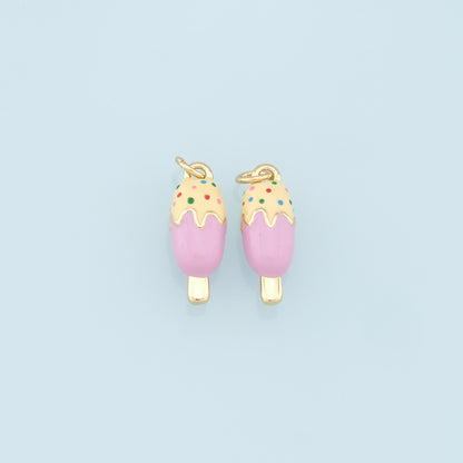 Ice Cream Charms,18K Gold Filled Enamel Ice Cream Pendant,Cute Ice Cream Charm Bracelet Necklace for DIY Jewelry Making Supply