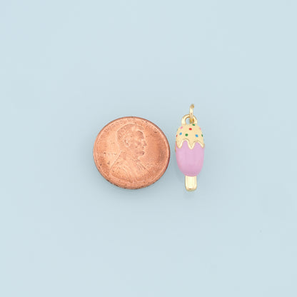 Ice Cream Charms,18K Gold Filled Enamel Ice Cream Pendant,Cute Ice Cream Charm Bracelet Necklace for DIY Jewelry Making Supply