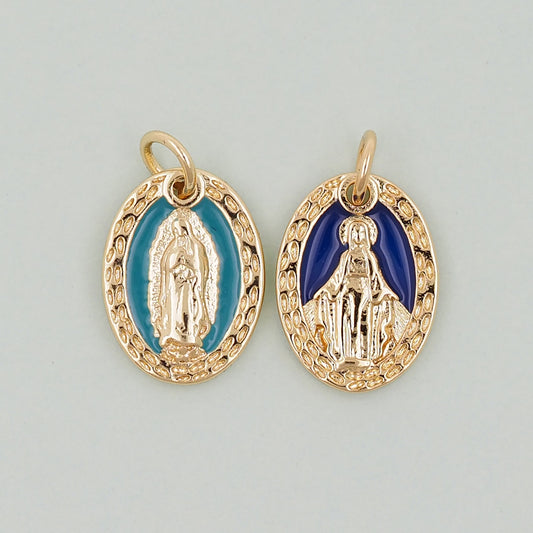 Gold virgin mary Charms,18K Gold Filled virgin mary Pendant,virgin mary Charm Bracelet Necklace for DIY Jewelry Making Supply