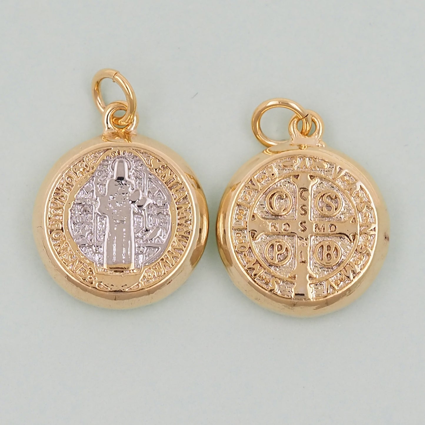 Gold Saint Benedict Charms,18K Gold Filled Saint Benedict Pendant,Benedict Charm Bracelet Necklace for DIY Jewelry Making Supply