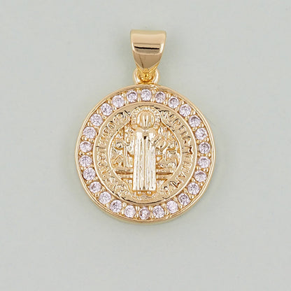 Gold Saint Benedict Charms,18K Gold Filled Saint Benedict Pendant,Benedict Charm Bracelet Necklace for DIY Jewelry Making Supply