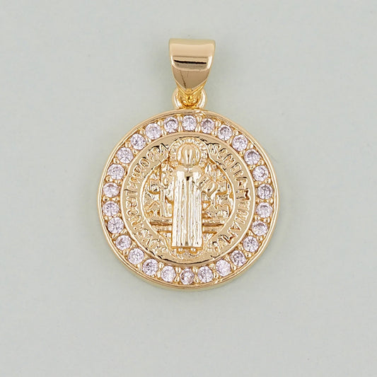 Gold Saint Benedict Charms,18K Gold Filled Saint Benedict Pendant,Benedict Charm Bracelet Necklace for DIY Jewelry Making Supply