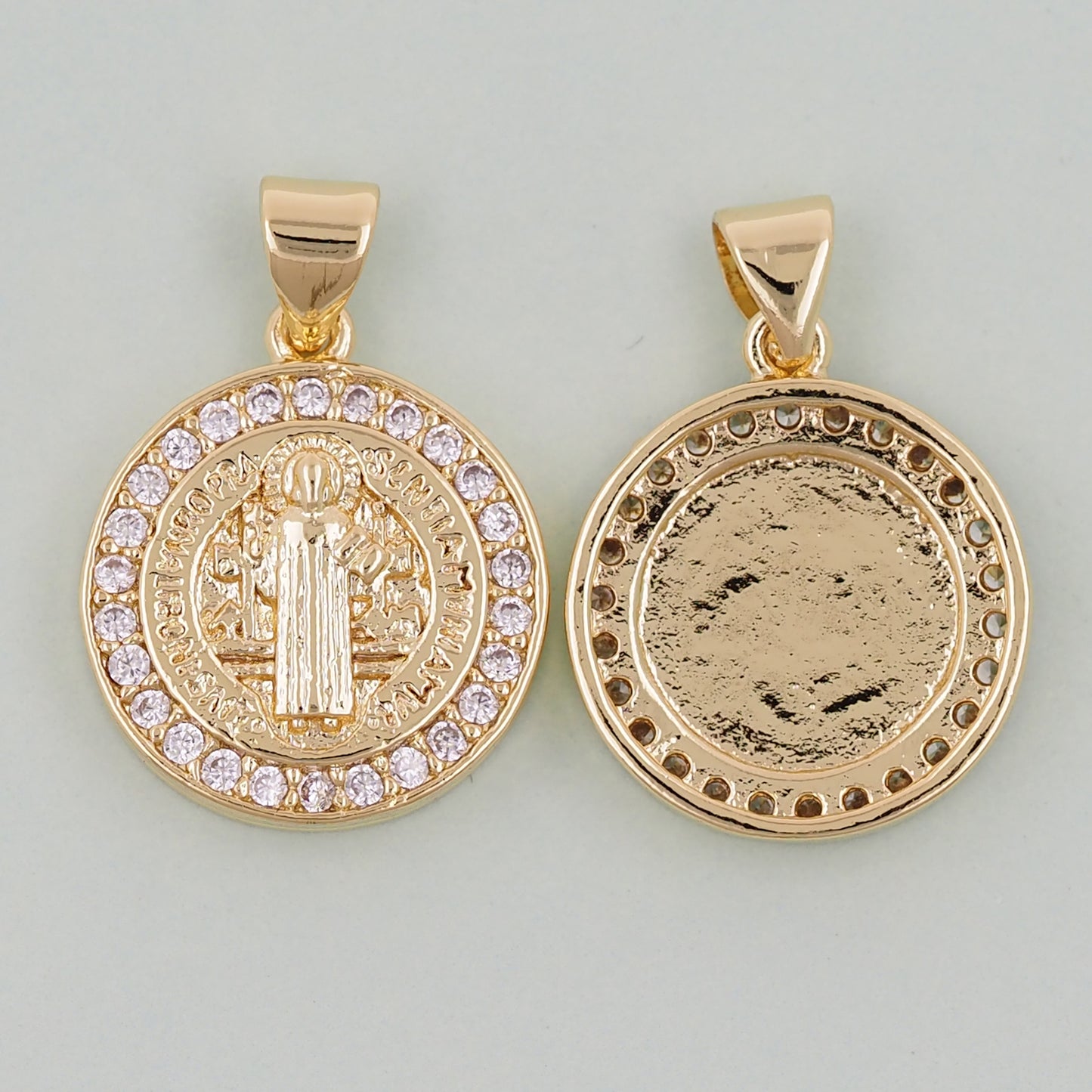 Gold Saint Benedict Charms,18K Gold Filled Saint Benedict Pendant,Benedict Charm Bracelet Necklace for DIY Jewelry Making Supply