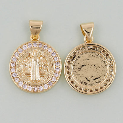 Gold Saint Benedict Charms,18K Gold Filled Saint Benedict Pendant,Benedict Charm Bracelet Necklace for DIY Jewelry Making Supply