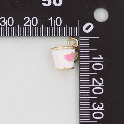 Gold cup Charms,18K Gold Filled cup Pendant,cup Heart Charm Bracelet Necklace for DIY Jewelry Making Supply