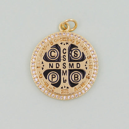 Gold Saint Benedict Charms,18K Gold Filled Saint Benedict Pendant,Benedict Charm Bracelet Necklace for DIY Jewelry Making Supply