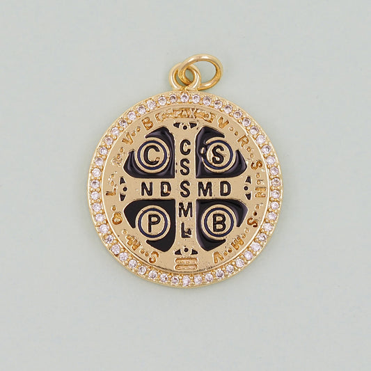Gold Saint Benedict Charms,18K Gold Filled Saint Benedict Pendant,Benedict Charm Bracelet Necklace for DIY Jewelry Making Supply