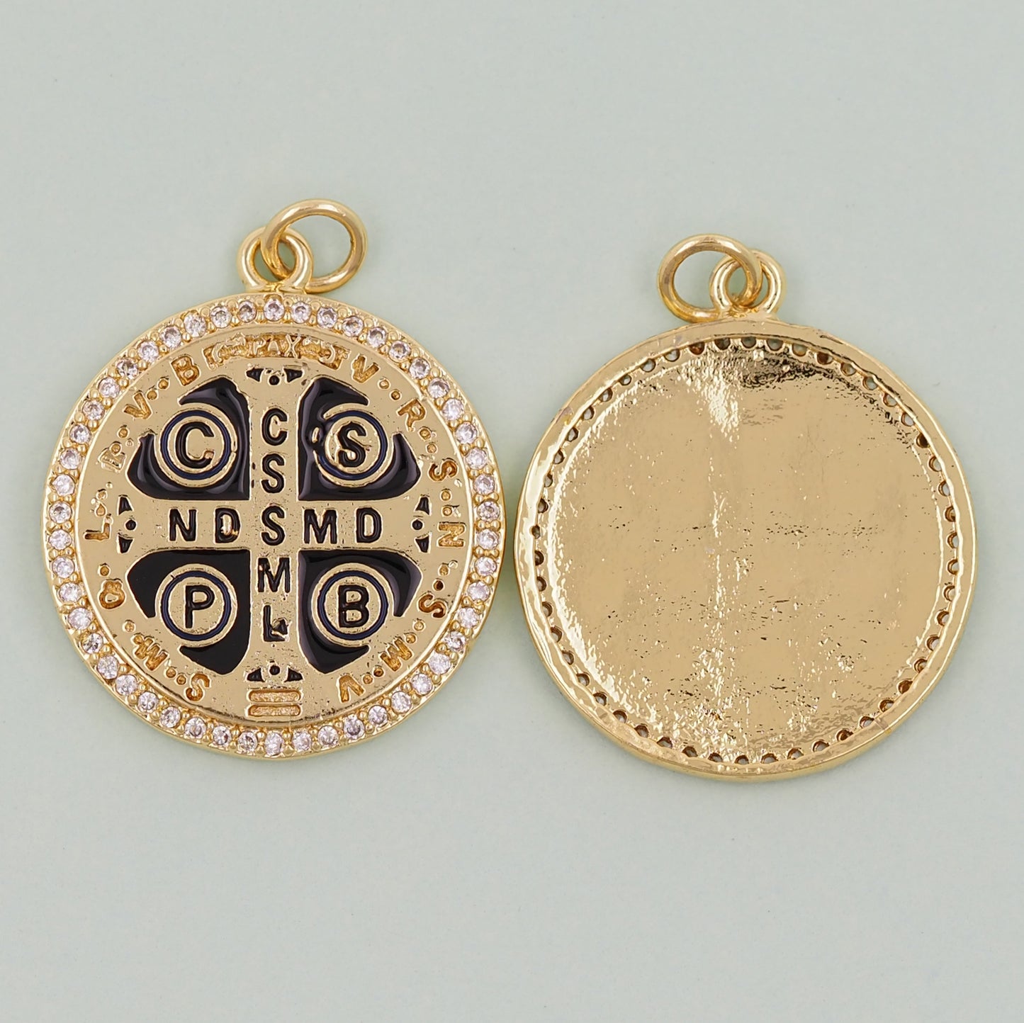 Gold Saint Benedict Charms,18K Gold Filled Saint Benedict Pendant,Benedict Charm Bracelet Necklace for DIY Jewelry Making Supply