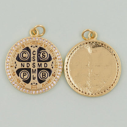 Gold Saint Benedict Charms,18K Gold Filled Saint Benedict Pendant,Benedict Charm Bracelet Necklace for DIY Jewelry Making Supply