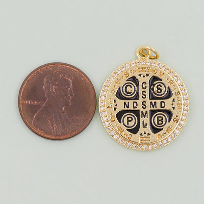 Gold Saint Benedict Charms,18K Gold Filled Saint Benedict Pendant,Benedict Charm Bracelet Necklace for DIY Jewelry Making Supply