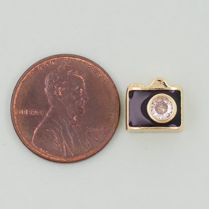 Gold Camera Charms,18K Gold Filled Camera Pendant,Camera Charm Bracelet Necklace for DIY Jewelry Making Supply