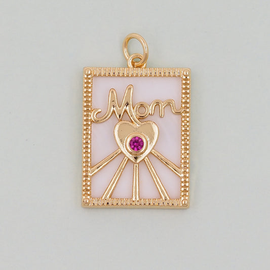 Gold Mom Charms,18K Gold Filled Shell Mom Pendant,Mom Charm Bracelet Necklace for DIY Jewelry Making Supply
