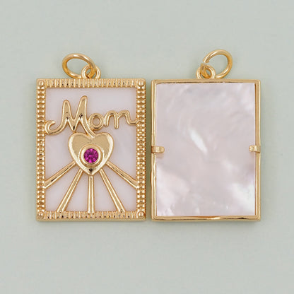 Gold Mom Charms,18K Gold Filled Shell Mom Pendant,Mom Charm Bracelet Necklace for DIY Jewelry Making Supply
