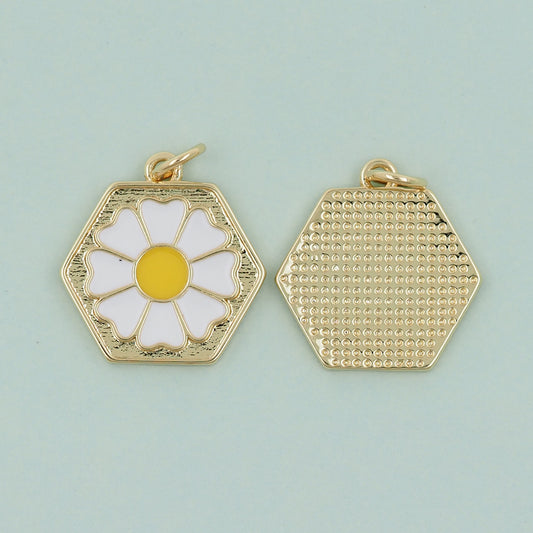 Gold Daisy Charms,18K Gold Filled Daisy Pendant,Daisy Charm Bracelet Necklace for DIY Jewelry Making Supply