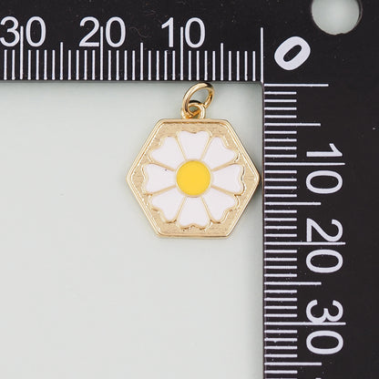 Gold Daisy Charms,18K Gold Filled Daisy Pendant,Daisy Charm Bracelet Necklace for DIY Jewelry Making Supply