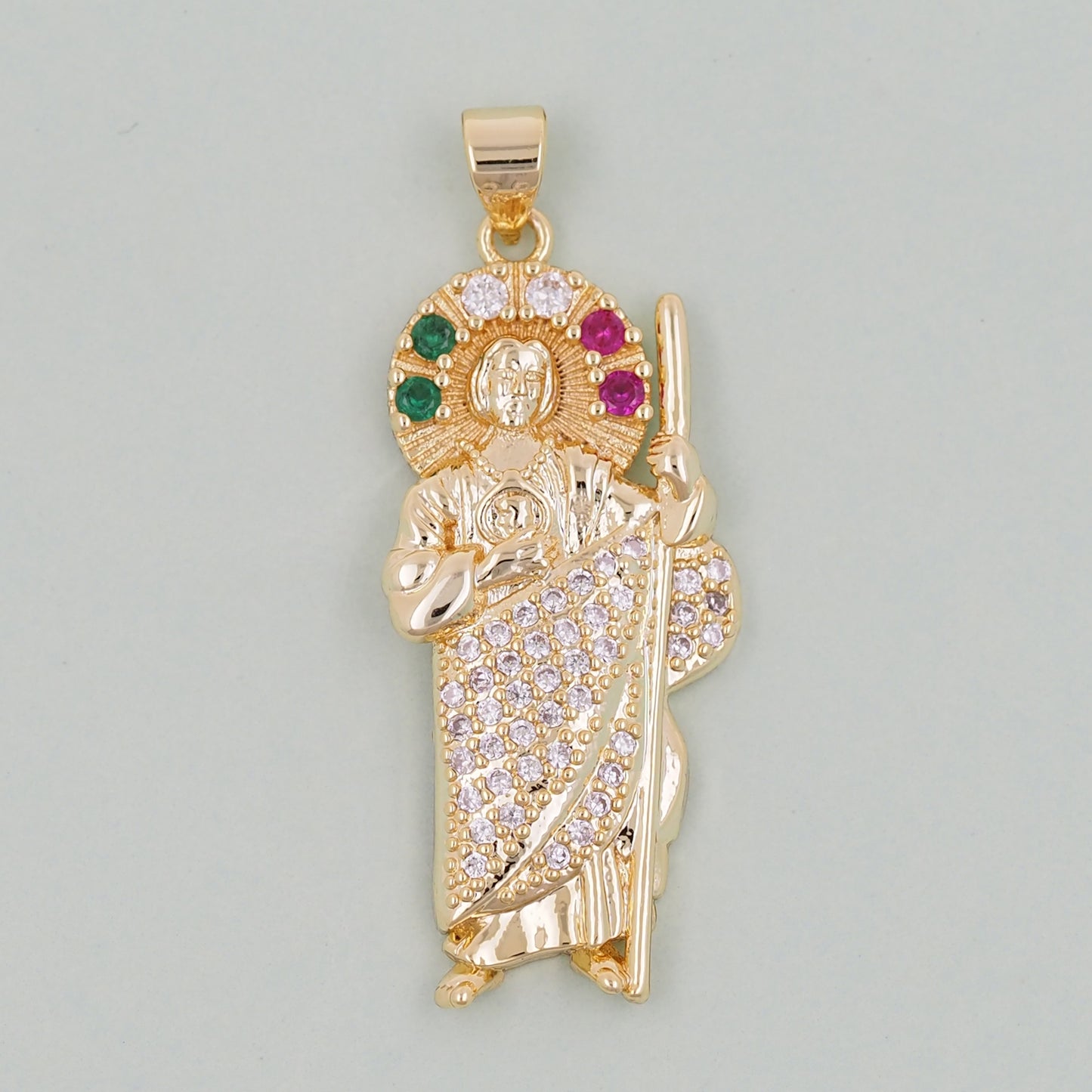 Gold Saint Jude Charms,18K Gold Filled Saint Jude Pendant,Saint Jude Charm Bracelet Necklace for DIY Jewelry Making Supply