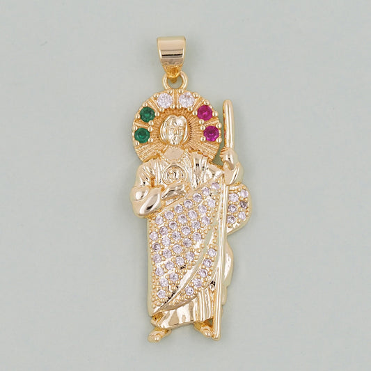 Gold Saint Jude Charms,18K Gold Filled Saint Jude Pendant,Saint Jude Charm Bracelet Necklace for DIY Jewelry Making Supply