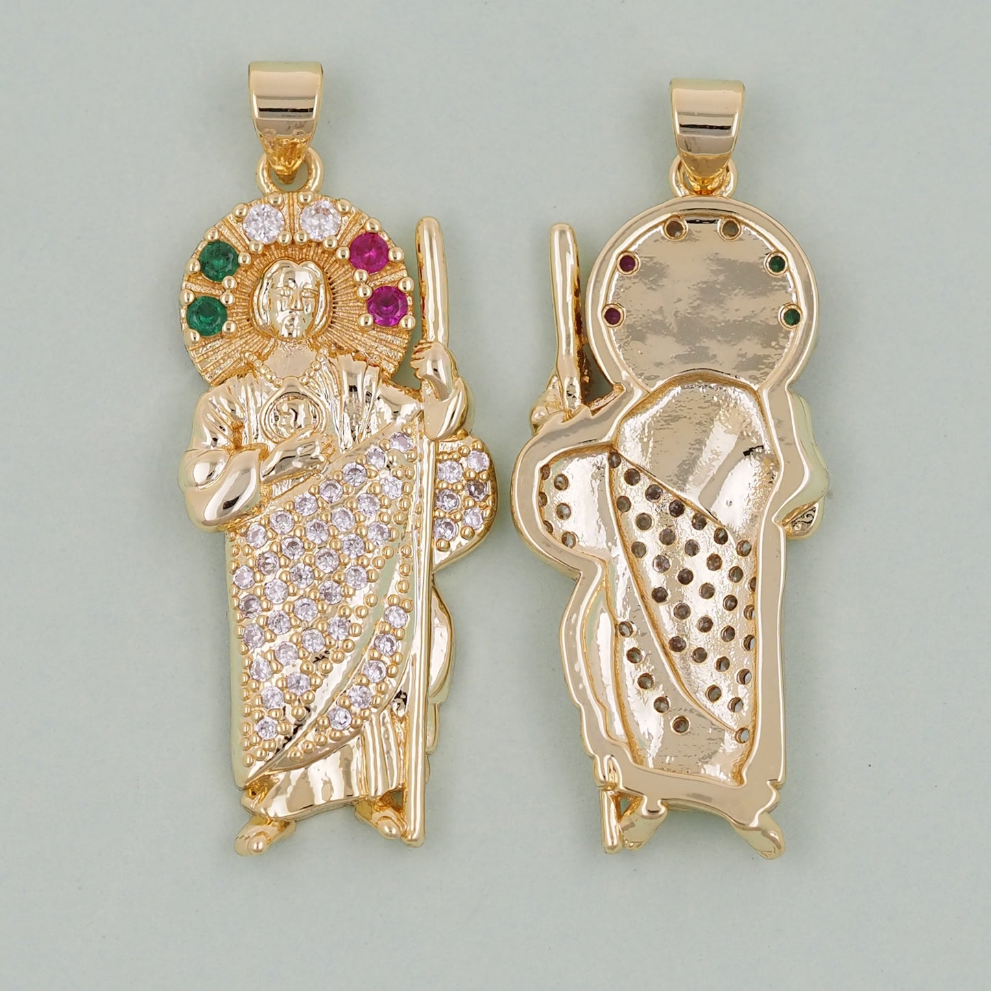 Gold Saint Jude Charms,18K Gold Filled Saint Jude Pendant,Saint Jude Charm Bracelet Necklace for DIY Jewelry Making Supply