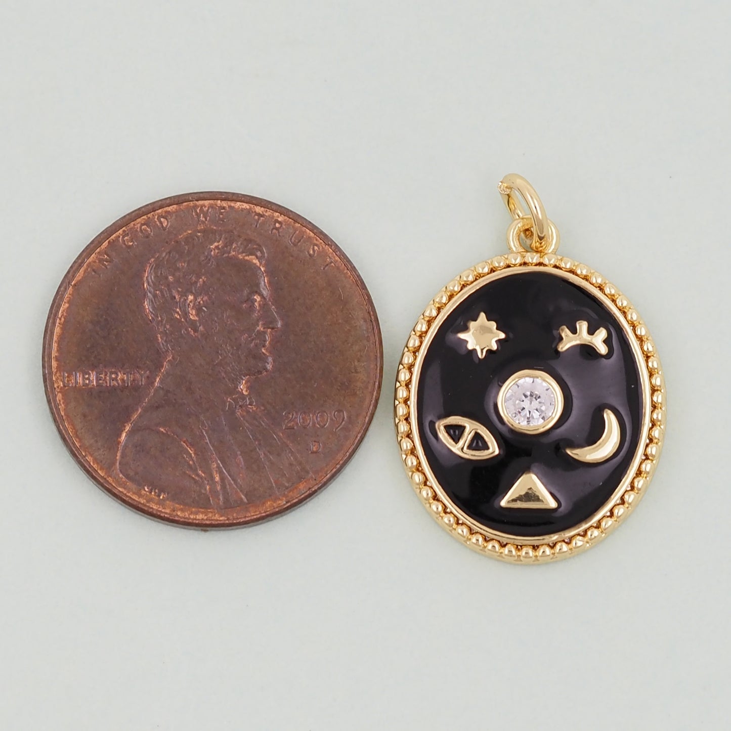 Gold Oval Charms,18K Gold Filled Oval Pendant,Moon Charm Bracelet Necklace for DIY Jewelry Making Supply