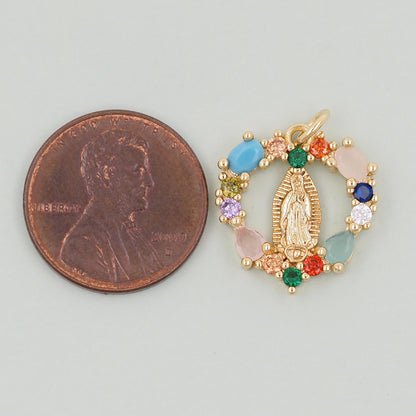 Gold virgin mary Charms,18K Gold Filled virgin mary Pendant,virgin mary Charm Bracelet Necklace for DIY Jewelry Making Supply