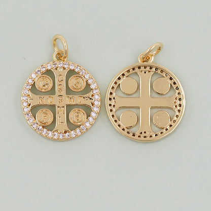 Gold Benedict Charms,18K Gold Filled Benedict Pendant,Religion Charm Bracelet Necklace for DIY Jewelry Making Supply