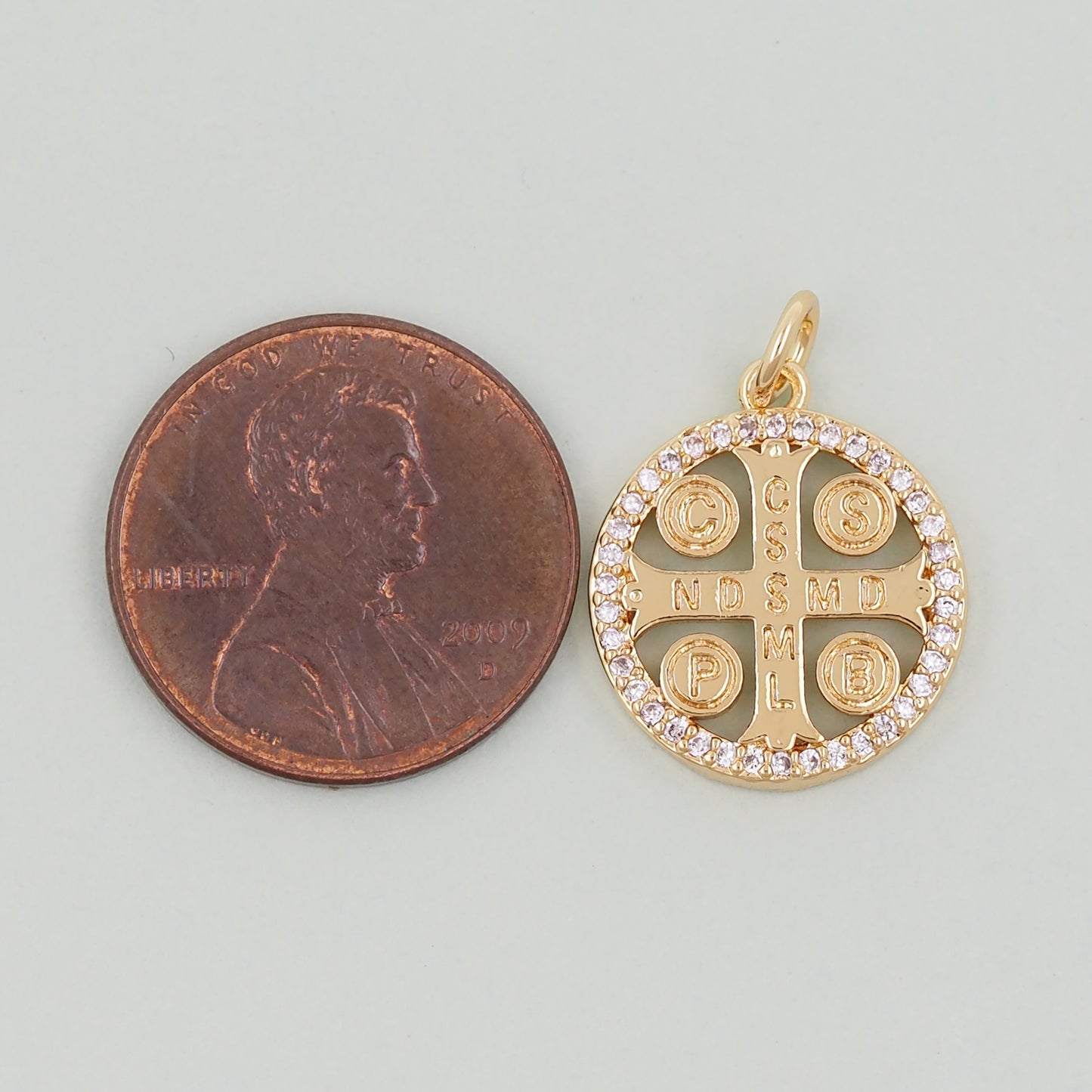 Gold Benedict Charms,18K Gold Filled Benedict Pendant,Religion Charm Bracelet Necklace for DIY Jewelry Making Supply