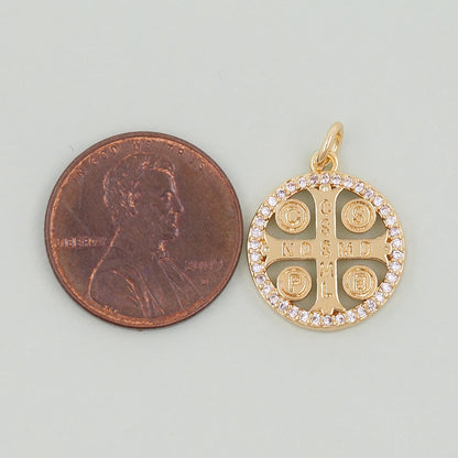 Gold Benedict Charms,18K Gold Filled Benedict Pendant,Religion Charm Bracelet Necklace for DIY Jewelry Making Supply