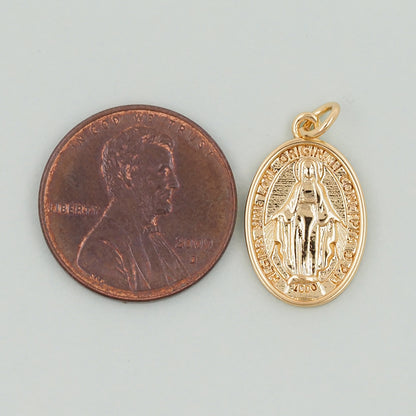 Gold Our Lady of Guadalupe Charms,18K Gold Filled virgin mary Pendant,virgin mary Charm Bracelet Necklace for DIY Jewelry Making Supply