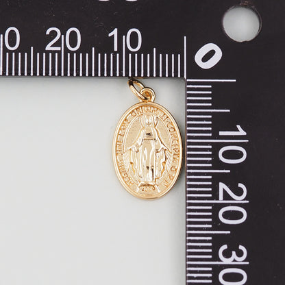 Gold Our Lady of Guadalupe Charms,18K Gold Filled virgin mary Pendant,virgin mary Charm Bracelet Necklace for DIY Jewelry Making Supply
