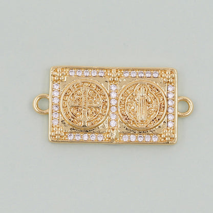 Gold Benedict Charms,18K Gold FilledBenedict Pendant,Rectangle Benedict Charm Bracelet Necklace for DIY Jewelry Making Supply