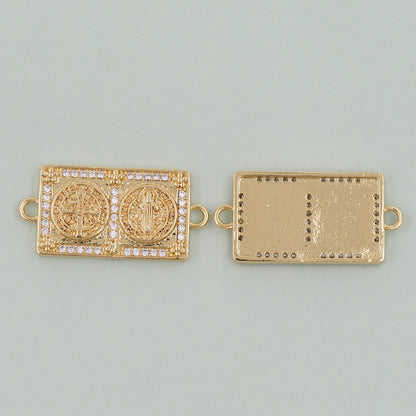 Gold Benedict Charms,18K Gold FilledBenedict Pendant,Rectangle Benedict Charm Bracelet Necklace for DIY Jewelry Making Supply