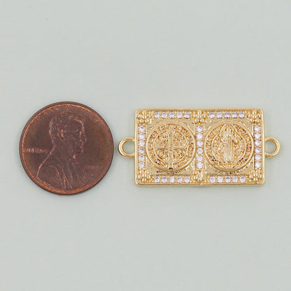 Gold Benedict Charms,18K Gold FilledBenedict Pendant,Rectangle Benedict Charm Bracelet Necklace for DIY Jewelry Making Supply
