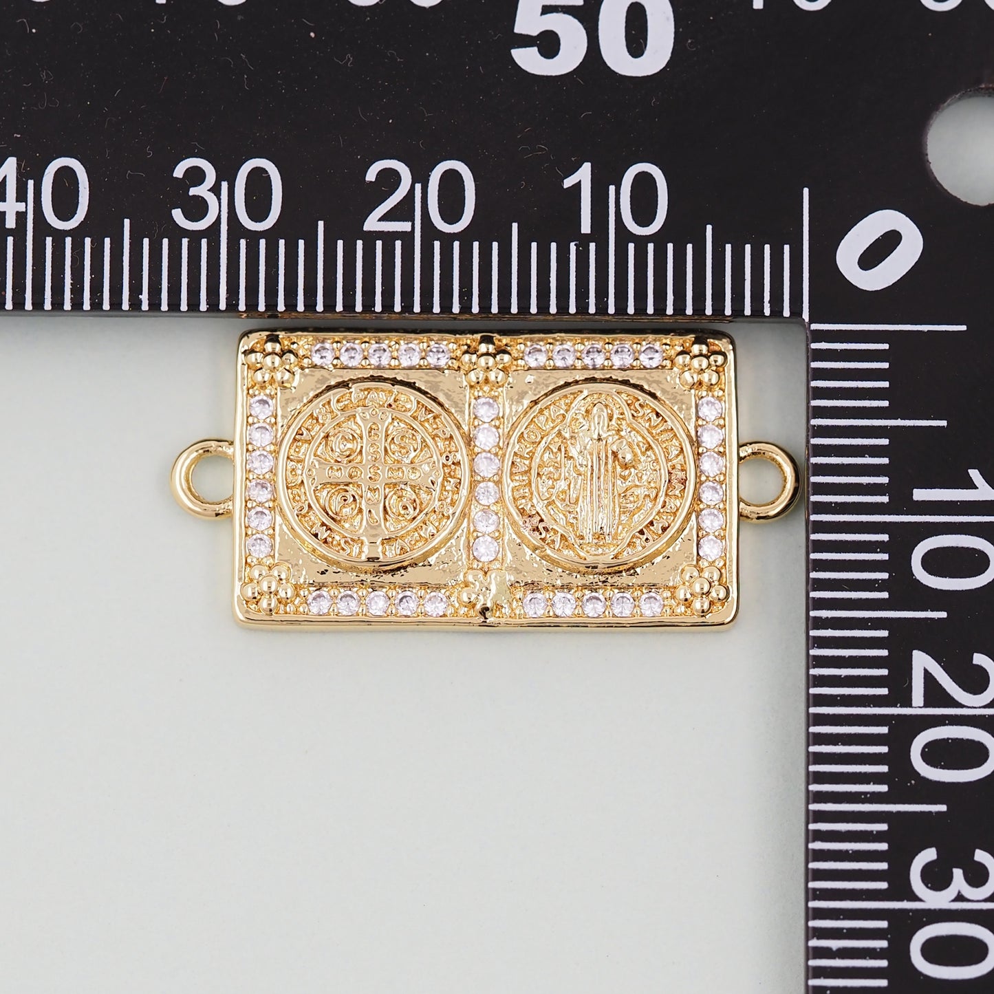 Gold Benedict Charms,18K Gold FilledBenedict Pendant,Rectangle Benedict Charm Bracelet Necklace for DIY Jewelry Making Supply