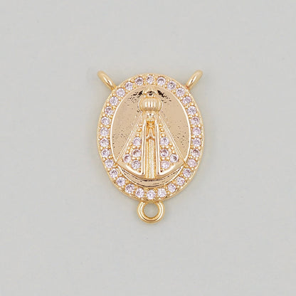 Gold church Charms,18K Gold Filled church Pendant,Oval Charm Bracelet Necklace for DIY Jewelry Making Supply