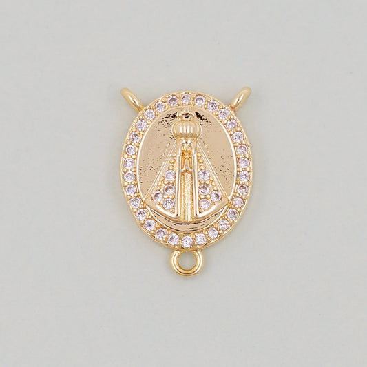 Gold church Charms,18K Gold Filled church Pendant,Oval Charm Bracelet Necklace for DIY Jewelry Making Supply