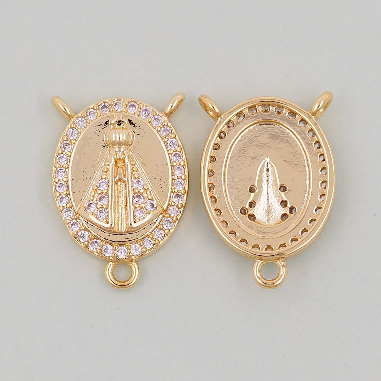 Gold church Charms,18K Gold Filled church Pendant,Oval Charm Bracelet Necklace for DIY Jewelry Making Supply