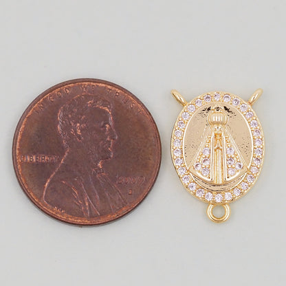 Gold church Charms,18K Gold Filled church Pendant,Oval Charm Bracelet Necklace for DIY Jewelry Making Supply