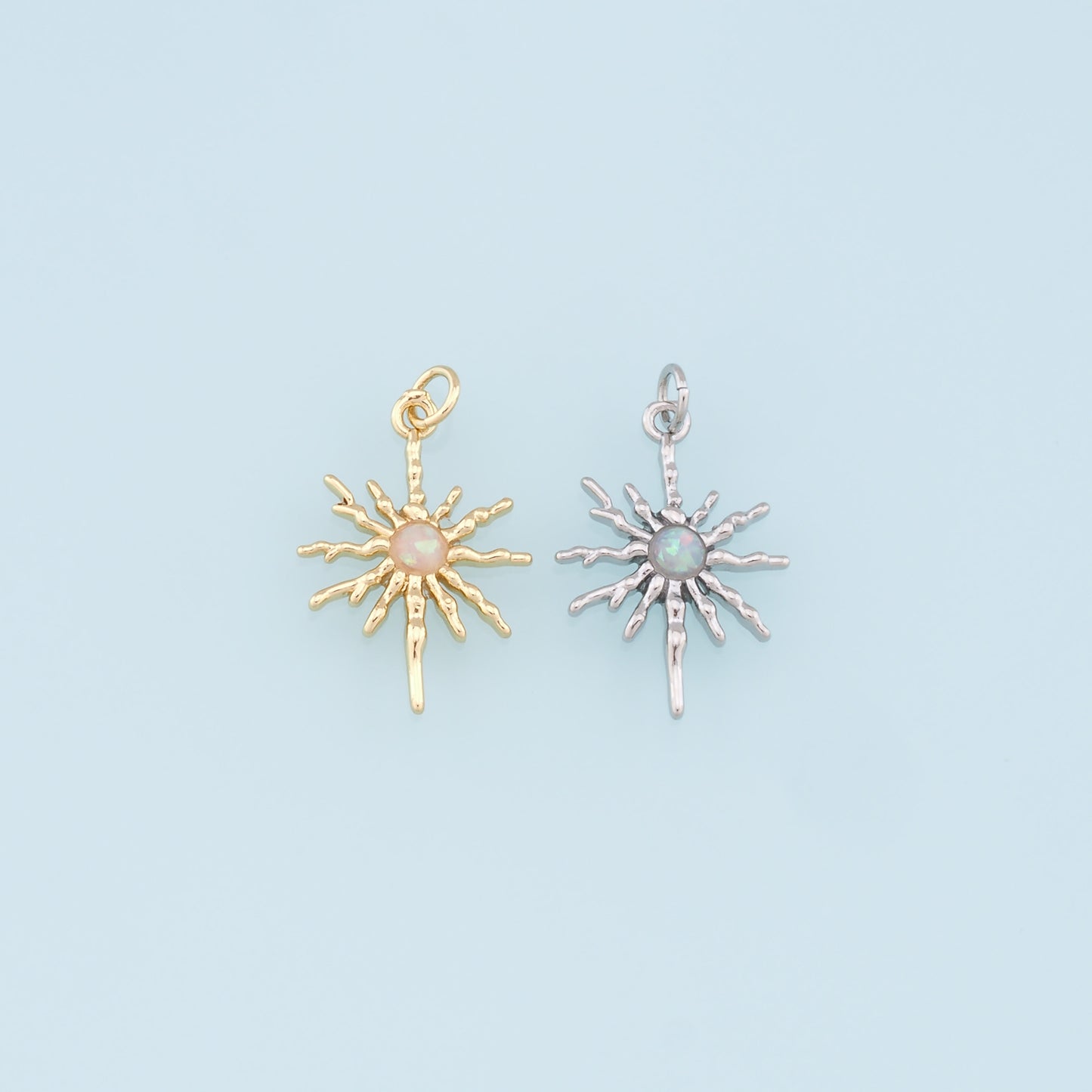 Gold Star Charms,18K Gold Filled Starburst Pendant,North Star Charm Bracelet Necklace for DIY Jewelry Making Supply